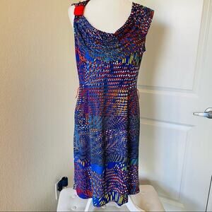 Joseph Ribkoff Draped Neck Sleeveless Midi Dress